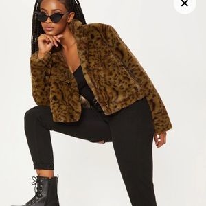 Khaki Leopard Faux Fur Trucker